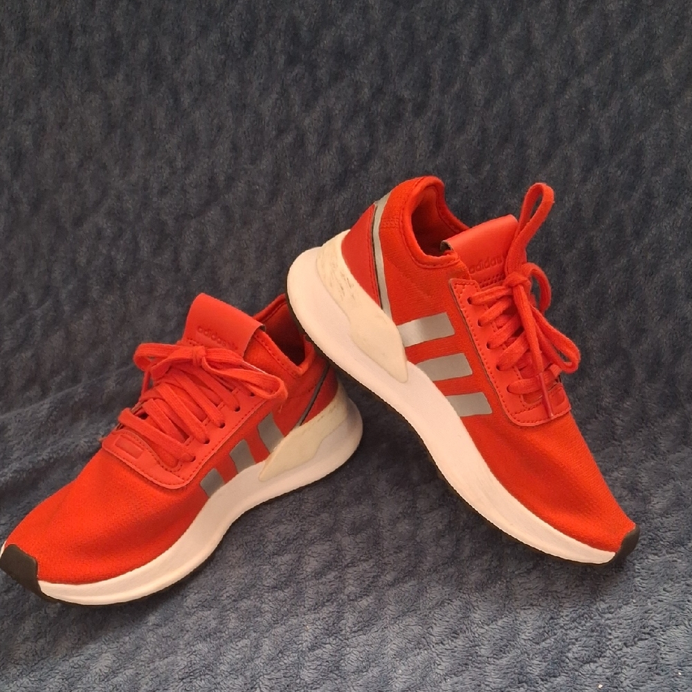Adidas Scarlet Sneakers with White and Silver Accents